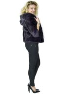 purple violet mink fur jacket with hood pelliccia mex pelz fourrure - Image 4