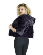 purple violet mink fur jacket with hood pelliccia mex pelz fourrure - Image 3