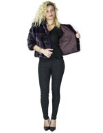 purple violet mink fur jacket with hood pelliccia mex pelz fourrure - Image 7