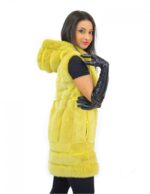 42-48 Damen Nerz gelbe Weste mit vertikaler und horizontaler Verarbeitung mit Kapuze und Reißverschluss – Bild 3