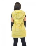 42-48 Damen Nerz gelbe Weste mit vertikaler und horizontaler Verarbeitung mit Kapuze und Reißverschluss – Bild 5