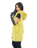 42-48 Damen Nerz gelbe Weste mit vertikaler und horizontaler Verarbeitung mit Kapuze und Reißverschluss – Bild 2