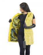 42-48 Damen Nerz gelbe Weste mit vertikaler und horizontaler Verarbeitung mit Kapuze und Reißverschluss – Bild 6