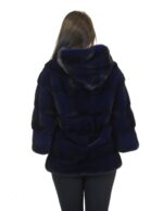 42 Fur mink jacket horizontal woman royal blue belt and hood pelliccia visone nerz норка fourrure - Image 6
