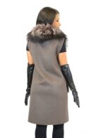 44 Smanicato cashmere con collo e tasche in volpe dusty pink fur fox Kaschmir-Fuchs кашемировая лиса