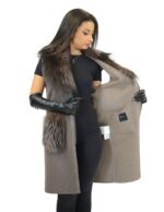 44 Smanicato cashmere con collo e tasche in volpe dusty pink fur fox Kaschmir-Fuchs кашемировая лиса