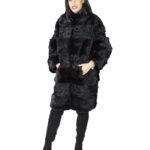 schwarzen Mantel mit Nerz und Perser mit einem Band versehenen fur mex pelliccia fourrure 毛皮