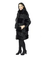 schwarzen Mantel mit Nerz und Perser mit einem Band versehenen fur mex pelliccia fourrure 毛皮 – Bild 4