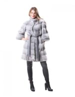 MINK FUR COAT WOMAN WITH SAPPHIRE PROCESSING HORIZONTAL - Image 5