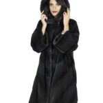 Giaccone visone 44 grigio aurora cappuccio fur mink Pelz Nerz меха 水貂皮草