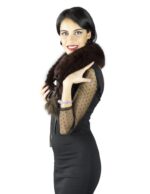 Collo pelliccia volpe spilla removibile con fiocco e pon pon Pelzkragen col fourrure 毛領 ворот шерсти fur collar