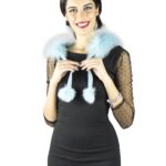 Colletto celeste le fate volpe con lappetti e pon pon Pelzkragen col fourrure fur collar