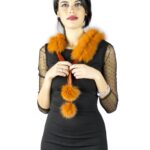 Colletto arancio le fate volpe con lappetti e pon pon Pelzkragen col fourrure fur collar