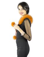 Colletto arancio le fate volpe con lappetti e pon pon Pelzkragen col fourrure fur collar