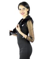 Neck short black rabbit with strap for single use Pelzkragen col fourrure collo pelliccia - Image 3