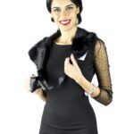 Collo in lapin nero corto con laccetto per uso singolo Pelzkragen col fourrure fur collar