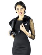 Collo in lapin nero corto con laccetto per uso singolo Pelzkragen col fourrure fur collar