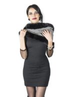 Collo cappuccio bianco e nero in tessuto e visone code ворот шерсти fur collar Pelzkragen col fourrure 毛領