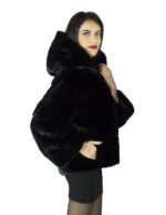 46 black mink fur jacket with hood fur mink Pelz mex hopkn fourrure vison 水貂皮草 - Image 4
