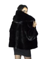 46 black mink fur jacket with hood fur mink Pelz mex hopkn fourrure vison 水貂皮草 - Image 6