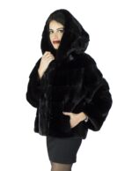46 black mink fur jacket with hood fur mink Pelz mex hopkn fourrure vison 水貂皮草 - Image 3