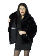 46 black mink fur jacket with hood fur mink Pelz mex hopkn fourrure vison 水貂皮草 - Image 7