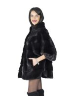 46 coat black fur cape crater neck mink pelliccia visone Pelz mex hopkn fourrure vison 水貂皮草 - Image 3