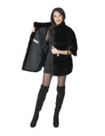 46 coat black fur cape crater neck mink pelliccia visone Pelz mex hopkn fourrure vison 水貂皮草 - Image 6