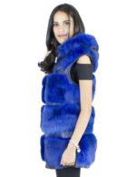 Gilet volpe bluette cappuccio taglia 46 fourrure renard fox fur лисицы Fuchspelz