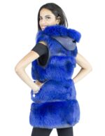 Gilet volpe bluette cappuccio taglia 46 fourrure renard fox fur лисицы Fuchspelz
