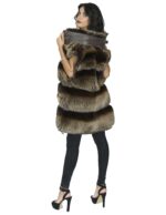 Sleeveless fox nappa brown gradient collar Italian 40 vest zipper closure - Image 7