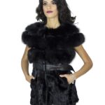 Smanicato volpe kid nero guru cintura pelle 44 меха Fuchspelz fox fur 狐狸毛 fourrure renard