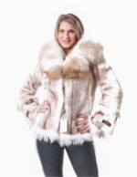 PELLICCIA GIACCA VISONE ABEL FURS BROWN CROSS CON VOLPE