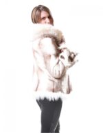 PELLICCIA GIACCA VISONE ABEL FURS BROWN CROSS CON VOLPE