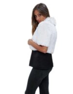 Weißes Kaninchen Pelzjacke mit Hals und zurück zu seinem geformten rosa Stoff – Bild 3