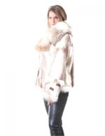 PELLICCIA GIACCA VISONE ABEL FURS BROWN CROSS CON VOLPE