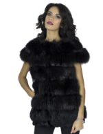 Smanicato volpe kid nero collo cratere fox fur Fuchspelz mex 狐狸毛 fourrure