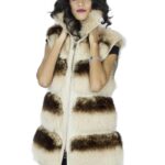 Smanicato volpe nappa panna colletto italiano 42 sfumato marrone chiusura zip