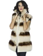 Smanicato volpe nappa panna colletto italiano 42 sfumato marrone chiusura zip