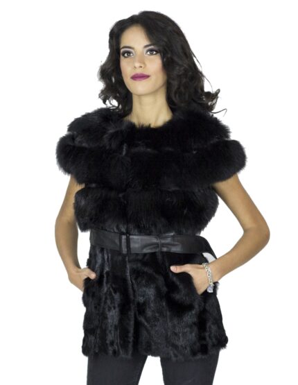 Smanicato volpe kid nero guru cintura pelle меха Fuchspelz fox fur 狐狸毛 fourrure renard