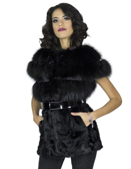 Smanicato volpe kid nero guru cintura vernice меха Fuchspelz fox fur 狐狸毛 fourrure renard