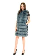 Smanicato volpe verde lungo con lati in camoscio 52 sleeveless fox ärmelloser Fuchs renard sans manches