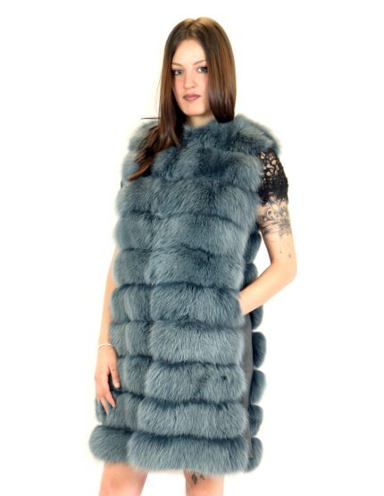 Smanicato volpe verde lungo con lati in camoscio 52 sleeveless fox ärmelloser Fuchs renard sans manches