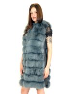 Smanicato volpe verde lungo con lati in camoscio 52 sleeveless fox ärmelloser Fuchs renard sans manches