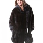 PELLICCIA VISONE DONNA CAPPOTTO BRASCHI MOGANO NATURALE