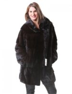 PELLICCIA VISONE DONNA CAPPOTTO BRASCHI MOGANO NATURALE