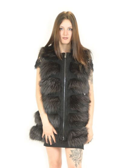46 Gilet in volpe nero con trasporto in renna sleeveless fox ärmelloser Fuchs renard sans manches