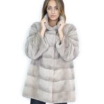 Cappotto visone orizzontale silverblu 81 cm collo coreana 52-54 fourrure de vison mink fur Nerz