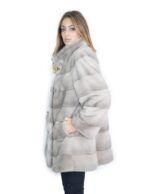 Cappotto visone orizzontale silverblu 81 cm collo coreana 52-54 fourrure de vison mink fur Nerz