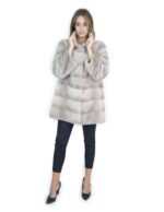 Cappotto visone orizzontale silverblu 81 cm collo coreana 52-54 fourrure de vison mink fur Nerz